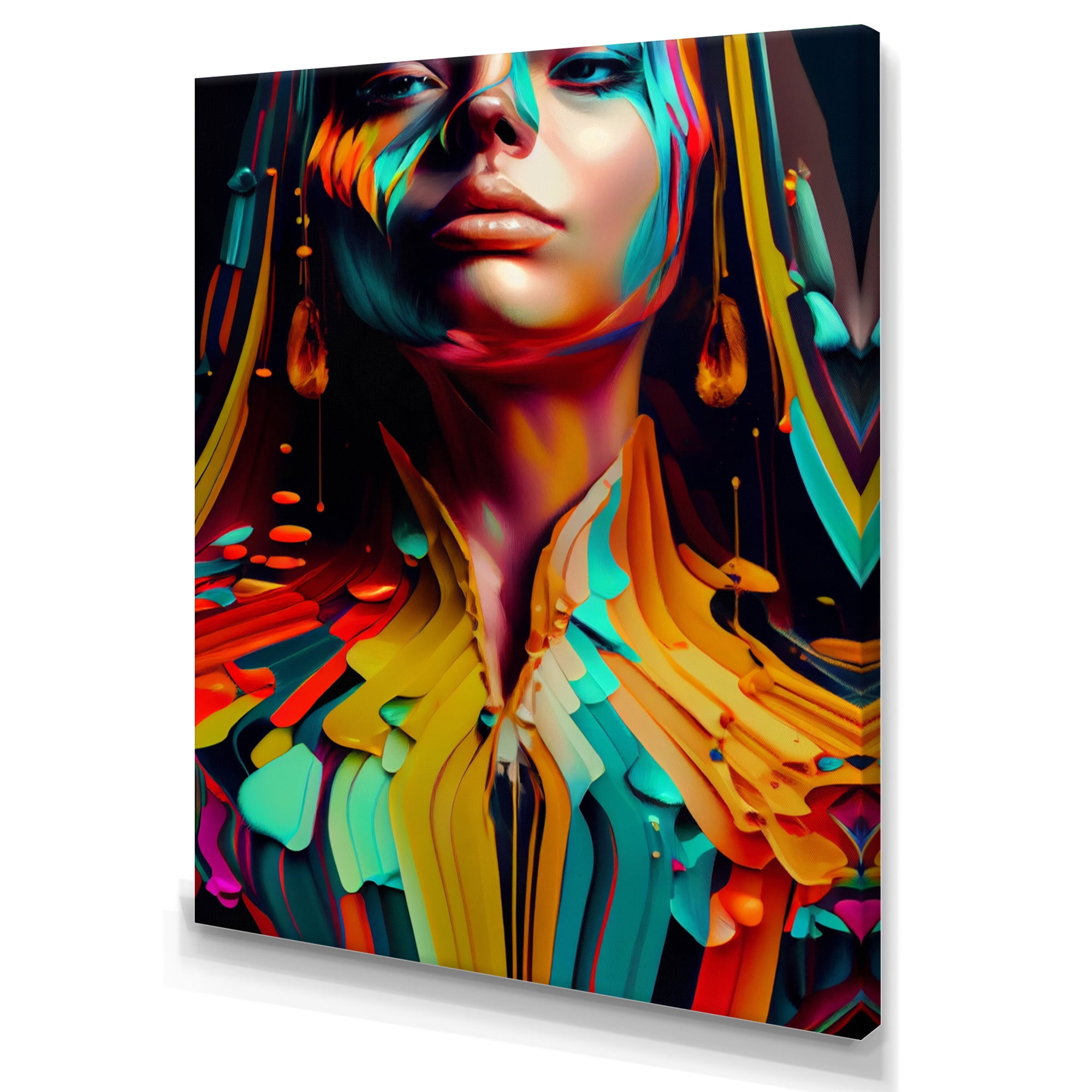 Designart Vibrant Creative Woman Portrait VI Canvas Wall Art