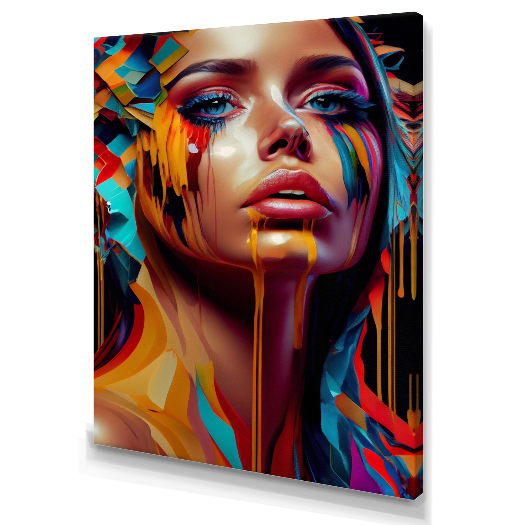 Designart Vibrant Creative Woman Portrait VII Canvas Wall Art