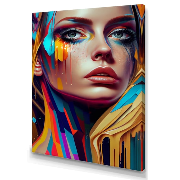 Designart Vibrant Creative Woman Portrait VIII Canvas Wall Art