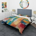 thumbnail image 1 of Designart "Vibrant Cubist Color Fields" Abstract Collages Bedding Covert Set - Transitional Multicolor Abstract Bed Set With 2 Shams, 1 of 6