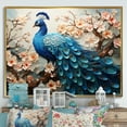 thumbnail image 1 of Designart "Vibrant Display Of A Peacock Amidst Flowers II" Animals Peacock Floater Framed Wall Art Prints, 1 of 5