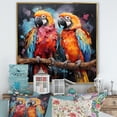 thumbnail image 1 of Designart "Vibrant Duets Featuring Parrots" Parrot Floater Framed Canvas Art Print, 1 of 5
