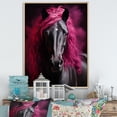 thumbnail image 1 of Designart "Vibrant Equine Black and Pink Horse Majesty II" Animals Floater Framed Wall Art Print, 1 of 7