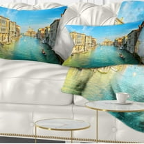 Designart Vibrant Evening Venice Italy - Cityscape Throw Pillow - 12x20