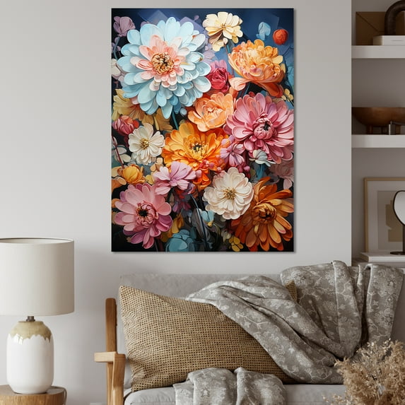 Designart "Vibrant Expression Of Zinnias Blossoms I" Zinnias Wall Decor