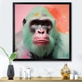 thumbnail image 1 of Designart "Vibrant Gorilla Portrait in Green and Pink" Animals Framed Wall Art Decor - Modern Green Gorilla Living Room Framed Canvas Art, 1 of 6