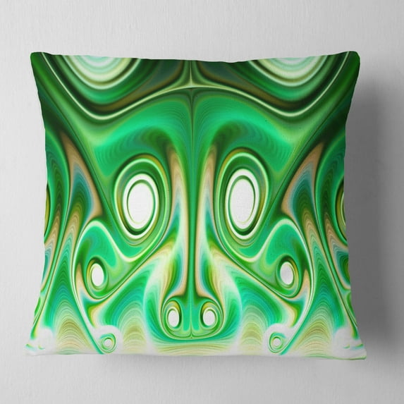 Designart Vibrant Green Fractal Flower Design - Abstract Throw Pillow - 16x16
