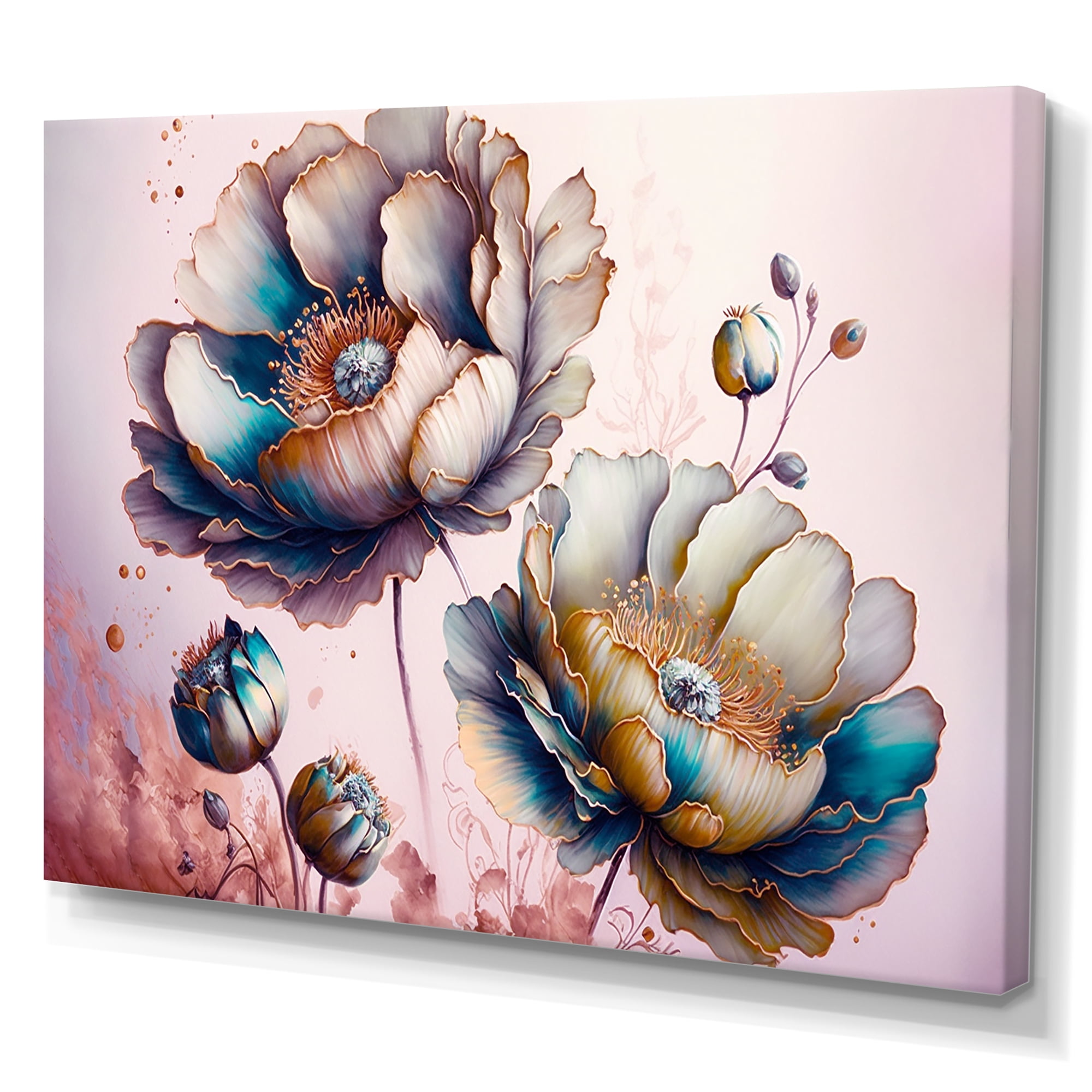 Designart Vibrant Green Poppy Flowers I Canvas Wall Art