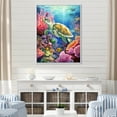 thumbnail image 1 of Designart "Vibrant Life Of Undersea Turtles" Coastal Coral Under Water Floater Framed Wall Decor, 1 of 5