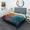 thumbnail image 1 of Designart "Vibrant Montage II" Abstract Collages Bedding Covert Set - Transitional Teal Abstract Bed Set With 2 Shams, 1 of 6