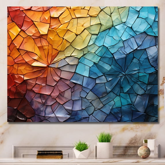 Designart "Vibrant Montage II" Abstract Collages Wall Art Living Room
