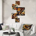 thumbnail image 1 of Designart "Vibrant Multicolor Geometric Shapes in Orange I" Modern Geometric Metal Art Living Room Set, 1 of 5