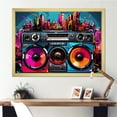 thumbnail image 1 of Designart "Vibrant Music Pop Art Boom Box" Fashion Framed Wall Art Decor - Modern Red Turntables & Boom Boxes Entryway Framed Wall Art, 1 of 6