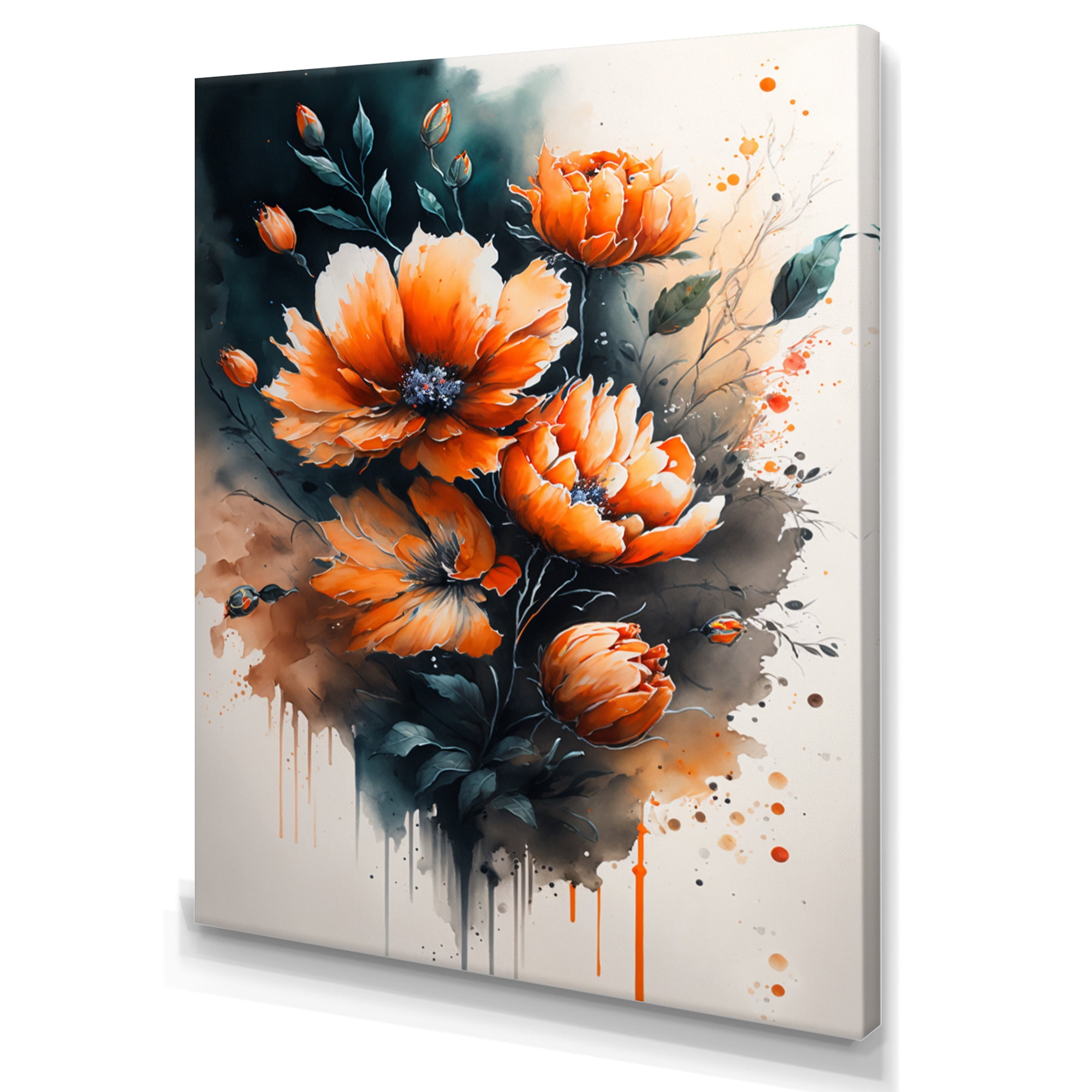 Designart Vibrant Orange Flower Bouquet Canvas Wall Art