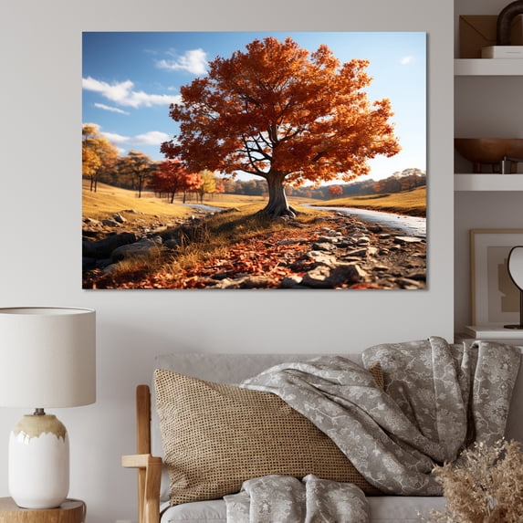 Designart "Vibrant Orchard Orange Spot Color II" Floral Wall Art Print