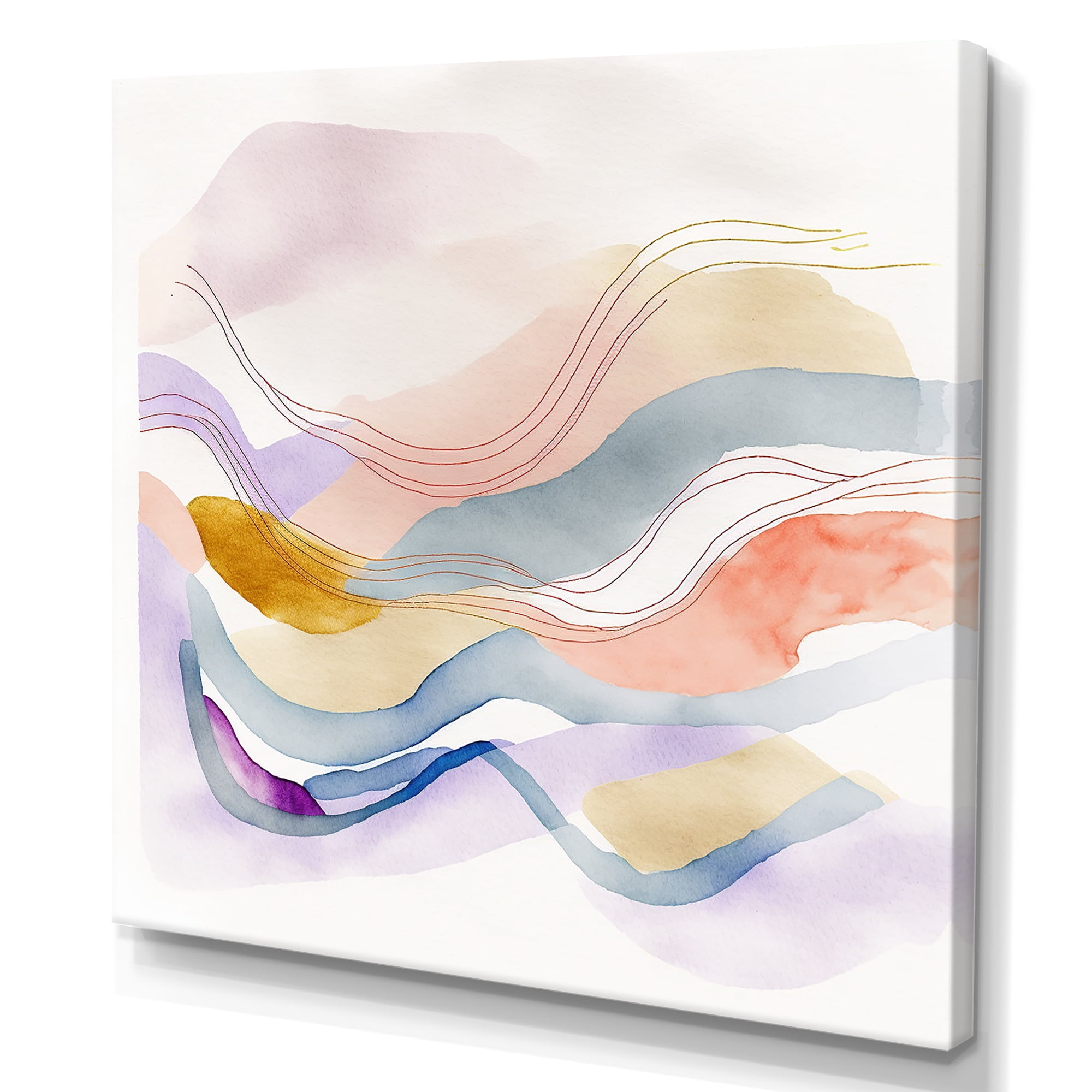 Designart Vibrant Pastel Abstract Waves Canvas Wall Art