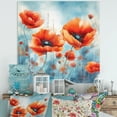 thumbnail image 1 of Designart "Vibrant Poppies in Coral Shades I" Floral Metal Art Print, 1 of 5