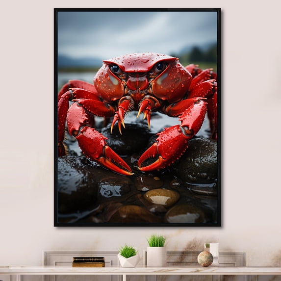Designart "Vibrant Portrait of a Crayfish" Animals Floater Framed Wall Art Print