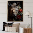 thumbnail image 1 of Designart "Vibrant Portrait of a Rhinoceros" Animals Floater Framed Canvas Print, 1 of 7
