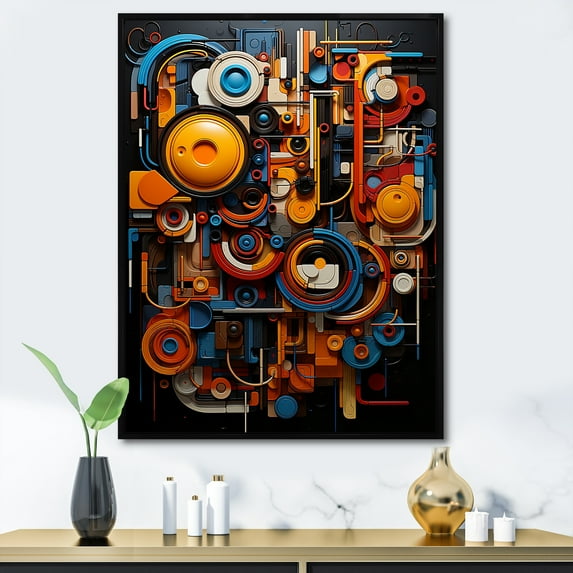 Designart "Vibrant Rhapsody Opt Art painting II" Abstract Floater Framed Canvas Art Print