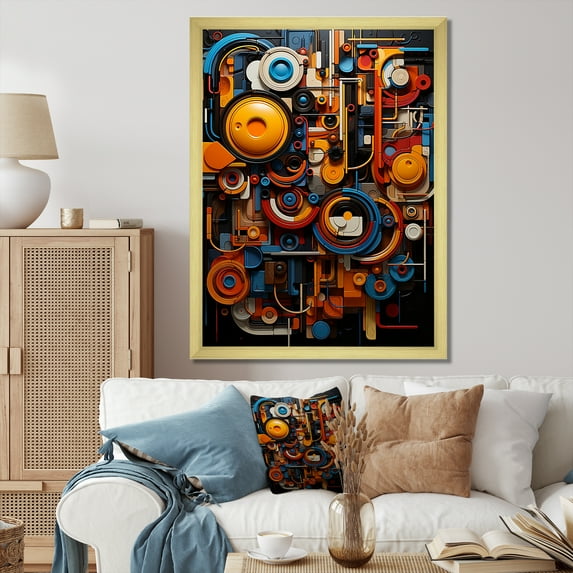 Designart "Vibrant Rhapsody Opt Art painting II" Abstract Floater Framed Canvas Art Print