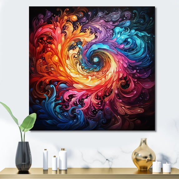 Designart "Vibrant Rotation II" Abstract Spirals Canvas Print