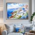thumbnail image 1 of Designart "Vibrant Santorini Village Blue and White III" Landscapes Framed Wall Art Decor - Country Blue Greece Entryway Framed Wall Art Print, 1 of 6