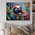 thumbnail image 1 of Designart "Vibrant Sloth Artistry I" Sloth Floater Framed Wall Art Living Room, 1 of 5