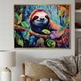 thumbnail image 1 of Designart "Vibrant Sloth Artistry I" Sloth Floater Framed Wall Art Living Room, 1 of 5