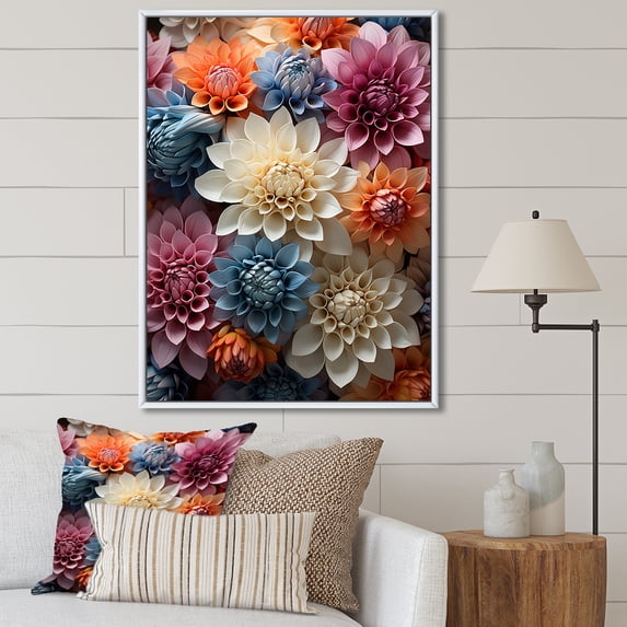 Designart "Vibrant Spectrum Of Mums In Bloom I" Mums Floater Framed Canvas Prints