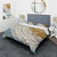 thumbnail image 1 of Designart "Vibrant Spirals in Gold and Blue II" Abstract Spirals Bedding Covert Set - Abstract Gold Modern Bed Set With 2 Shams, 1 of 6