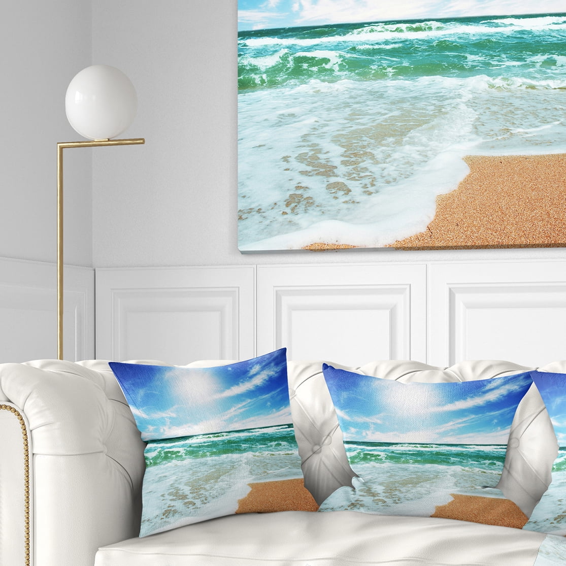 Designart Vibrant Summer Sea at Daylight - Modern Beach Throw Pillow - 18x18