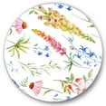 thumbnail image 1 of Designart 'Vibrant Summer Wildflowers On White I' Traditional Circle Metal Wall Art 29x29 - Disc of 29, 1 of 5