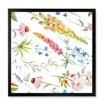 Designart 'Vibrant Summer Wildflowers On White I' Traditional Framed Art Print
