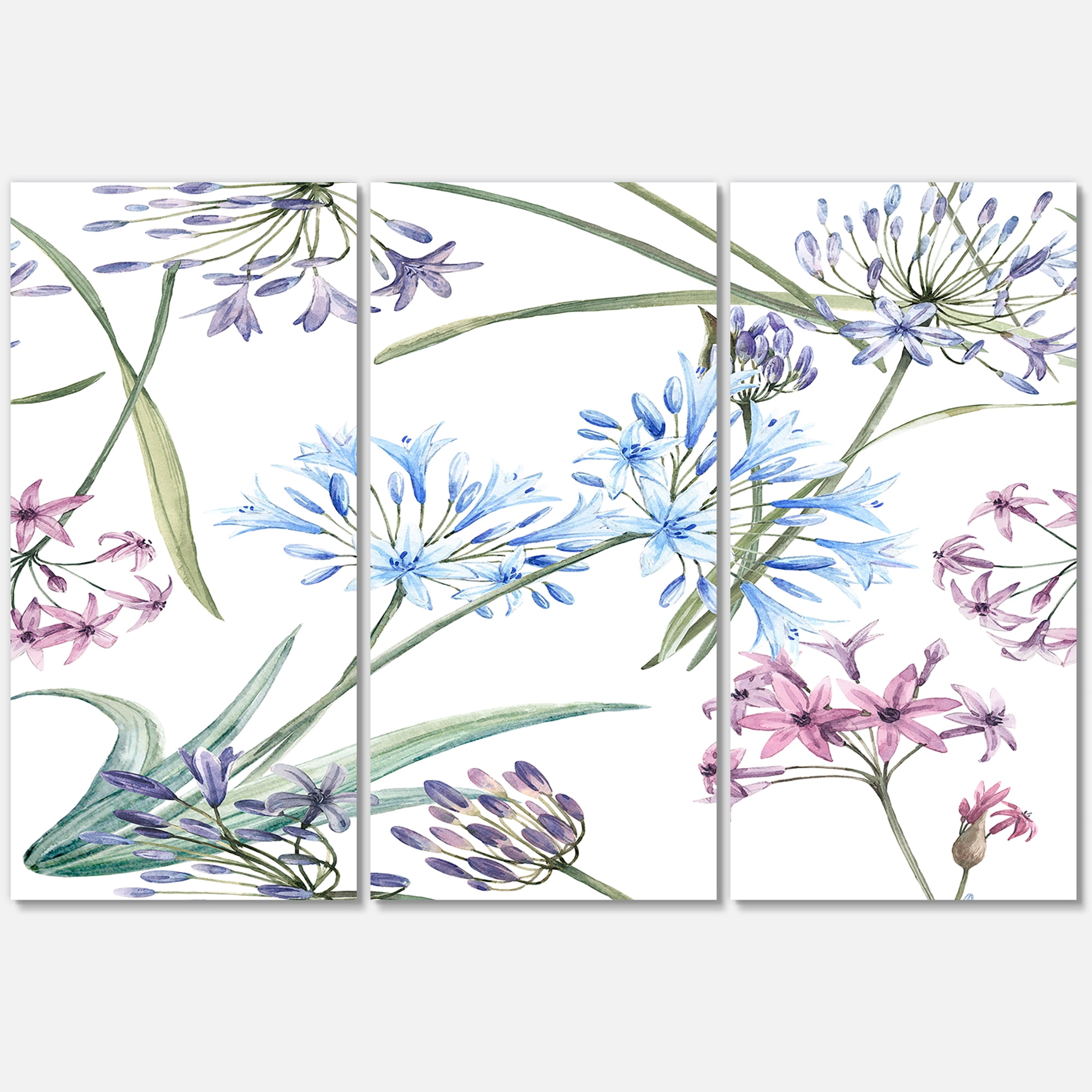 Designart ' Vibrant Summer Wildflowers On White II ' Traditional Canvas Wall Art Print