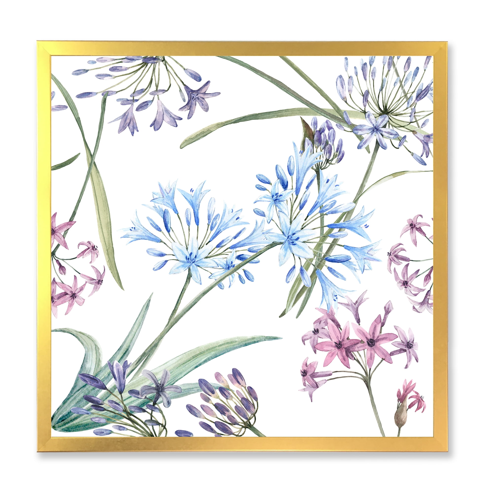 Designart 'Vibrant Summer Wildflowers On White II' Traditional Framed Art Print