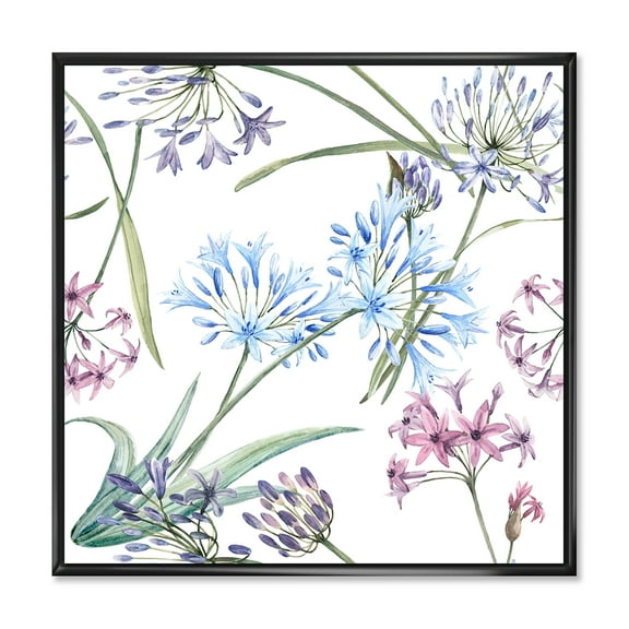 Designart 'Vibrant Summer Wildflowers On White II' Traditional Framed Canvas Wall Art Print