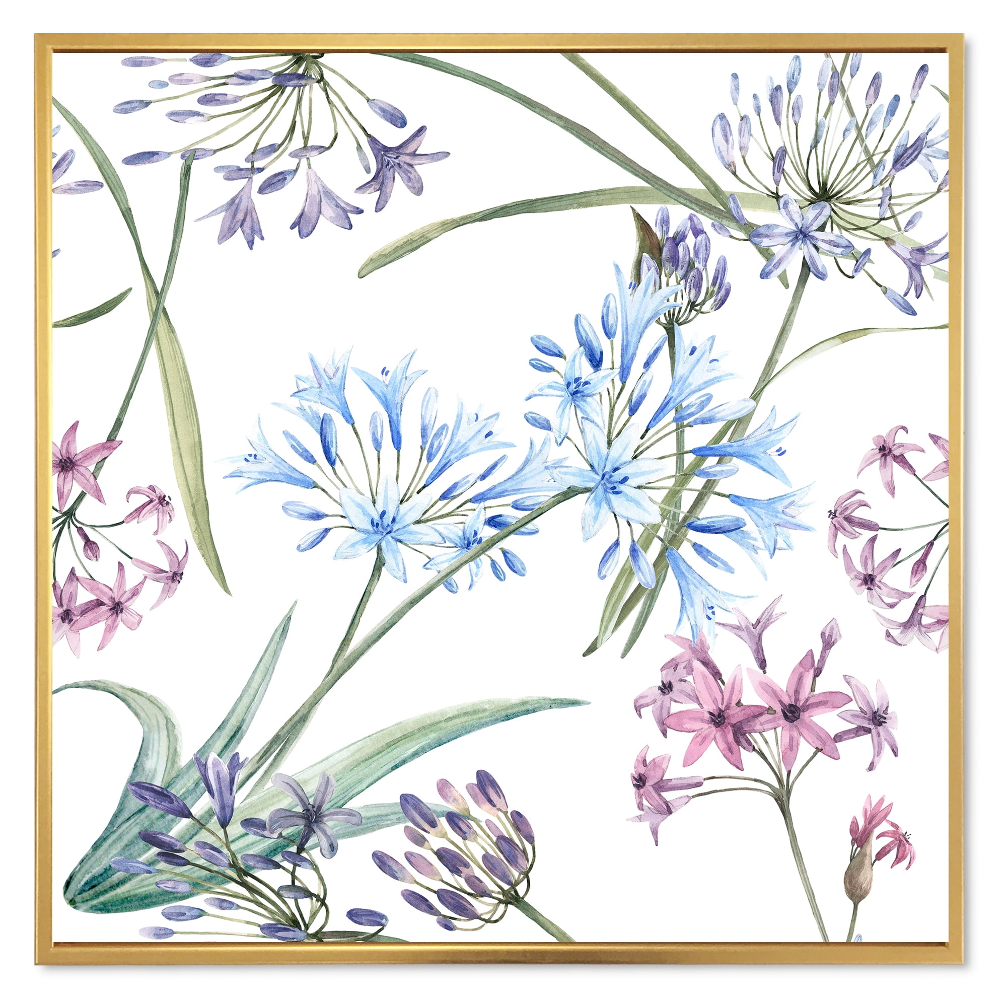 Designart 'Vibrant Summer Wildflowers On White II' Traditional Framed Canvas Wall Art Print