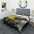 thumbnail image 1 of Designart "Vibrant Swirls Yellow and Grey II" Modern Geometric Bedding Covert Set - Abstract Geometric Yellow Abstract Bed Set With 2 Shams, 1 of 1