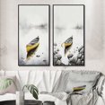 thumbnail image 1 of Designart "Vibrant Yellow Canoe on a Tranquil Lake I" Coastal Boat Framed Wall Art Set Of 2 - Yellow Coastal Frame Gallery Set For Office Decor, 1 of 7