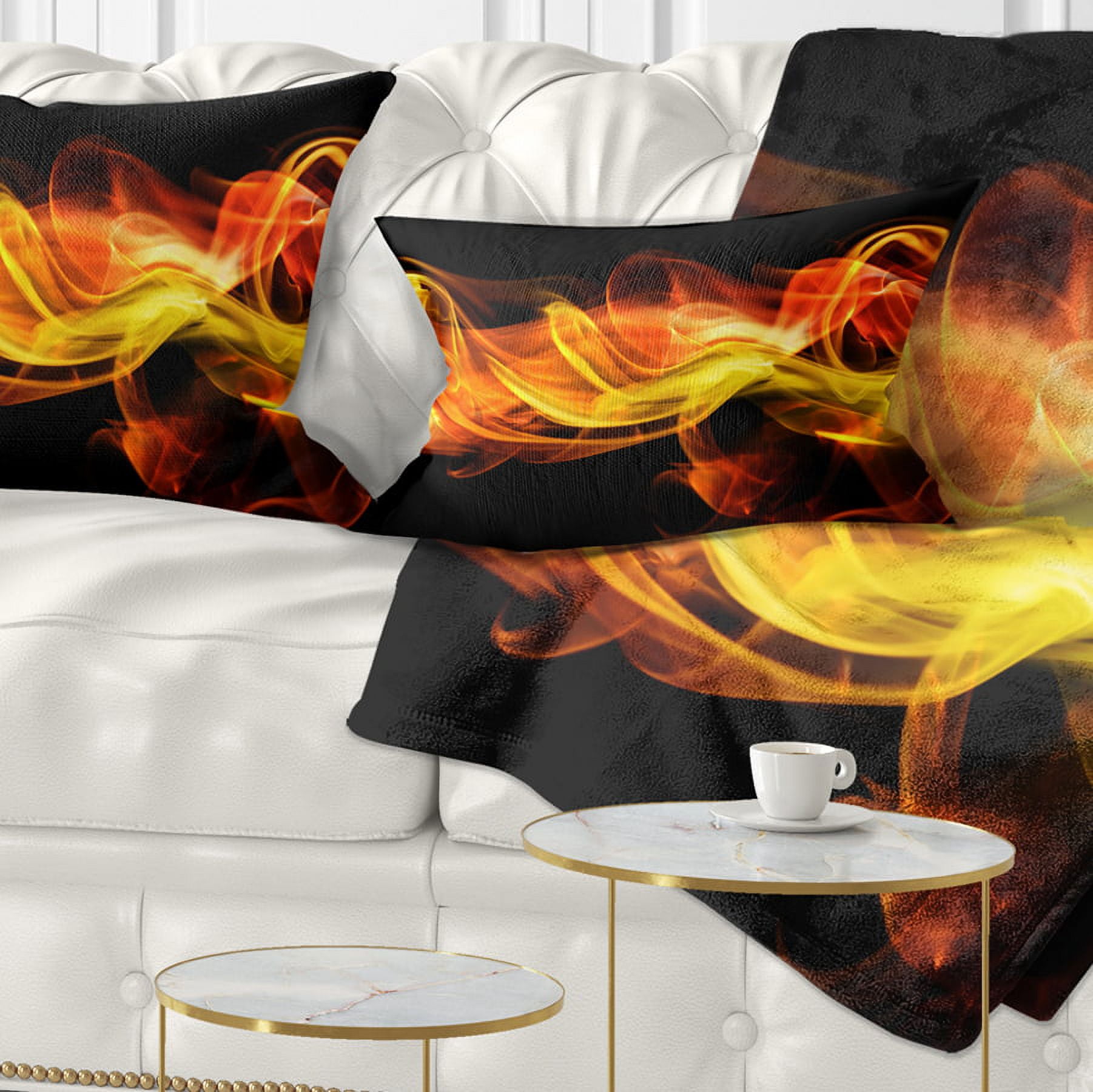 Designart Vibrant Yellow Red Waves - Abstract Throw Pillow - 12x20