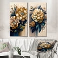 thumbnail image 1 of Designart "Vibrant Yellow and Blue Zinnias I" Zinnias Wall Art Set Of 2 - Yellow Floral Canvas Set For Living Room Decor, 1 of 7