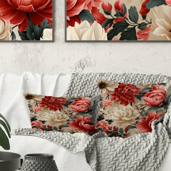 Designart "Victorian Bohemian Romance XIV" Floral Printed Throw Pillow