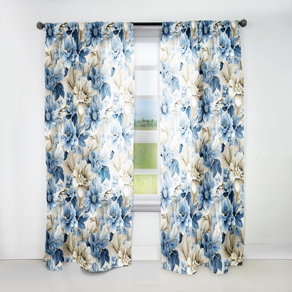 Designart "Victorian Coastal Tranquility: Classic Pattern VIII" Floral Curtain Single Panel