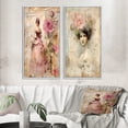 thumbnail image 1 of Designart "Victorian Lady Amid Rustic Pink Roses I" Rose Framed Wall Art Set Of 2 - Traditional Pink Framed Wall Art Set Of 2, 1 of 6
