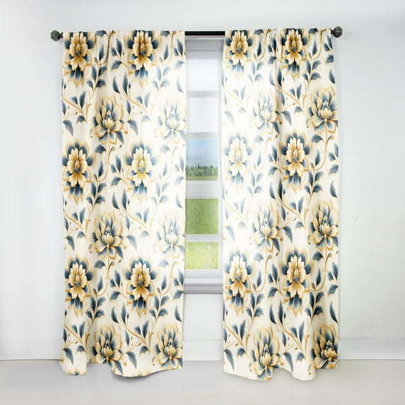Designart "Victorian Motifs with a Contemporary Twist IX" Floral Curtain Panels