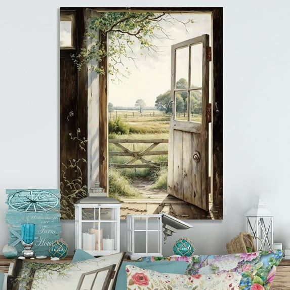 Designart "View From A Cottage Country Door II" Farm Landscape Canvas Art Print