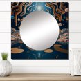 thumbnail image 1 of Designart "View Of The Era Retro Futuristic Simplicity" Abstract Landscape Square Mirror For Wall Decor - Large Blue Square Printed Wall Mirror Art - Wall Mounted Square Large Mirror, 1 of 5