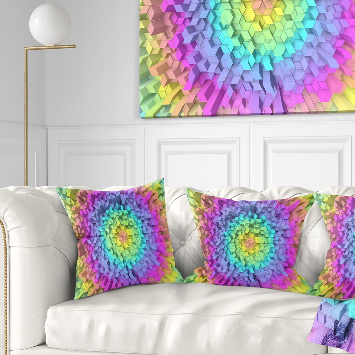 Designart View of Colorful Geometric Shapes - Abstract Throw Pillow - 18x18