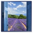 thumbnail image 1 of Designart 'View of Lavender Field Through Blue Open Cottage Window' Farmhouse Framed Canvas Wall Art Print, 1 of 4